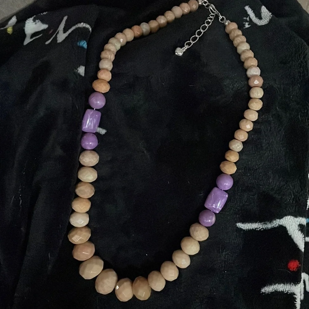 Peach Stone and Phosphosiderite Bead Necklace by Jay King - Picture 6 of 11